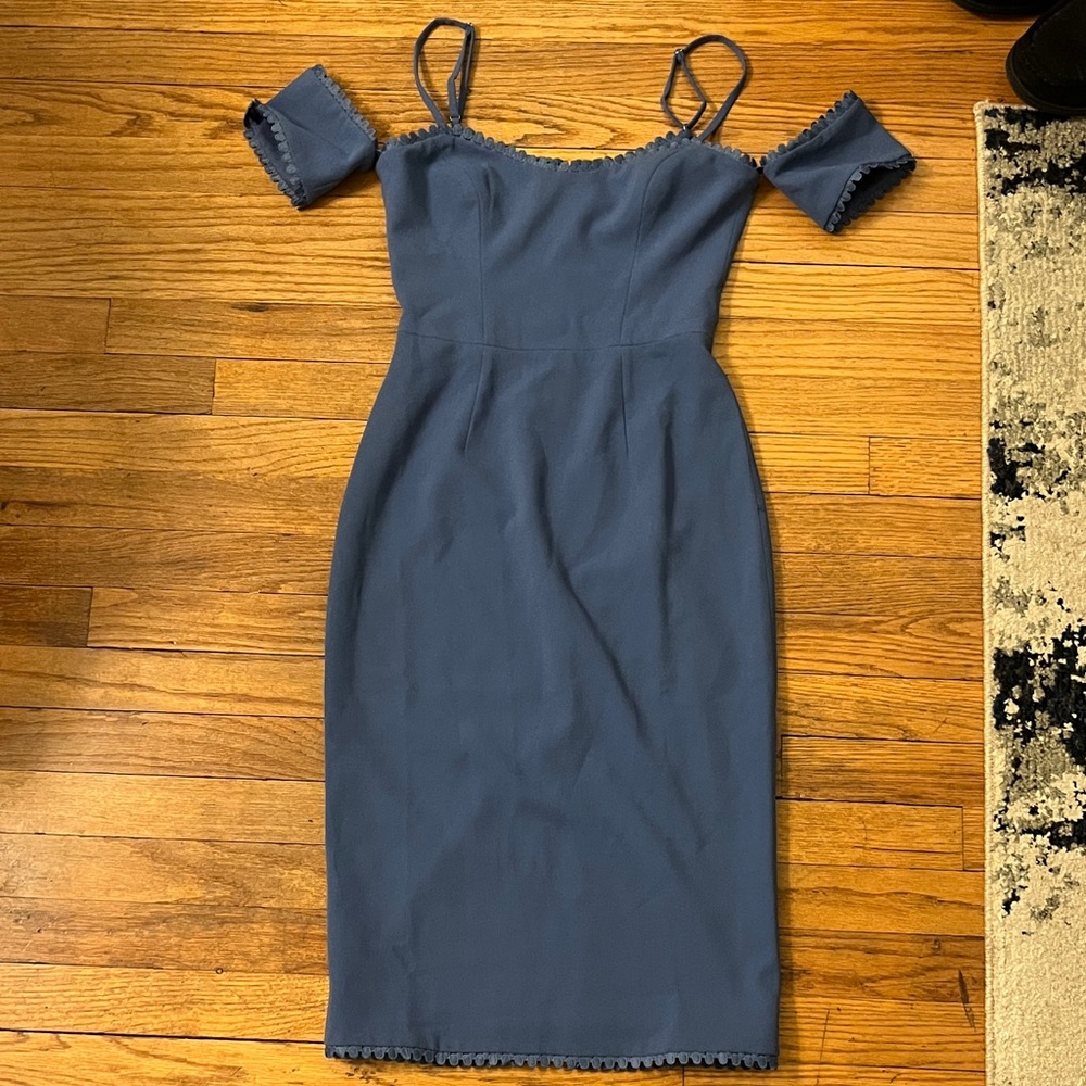 Dress the Population Elegant Blue Midi Dress